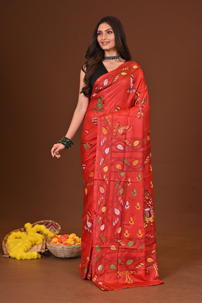 ASHAPURI BLENDED SILK KANTHA SAREE