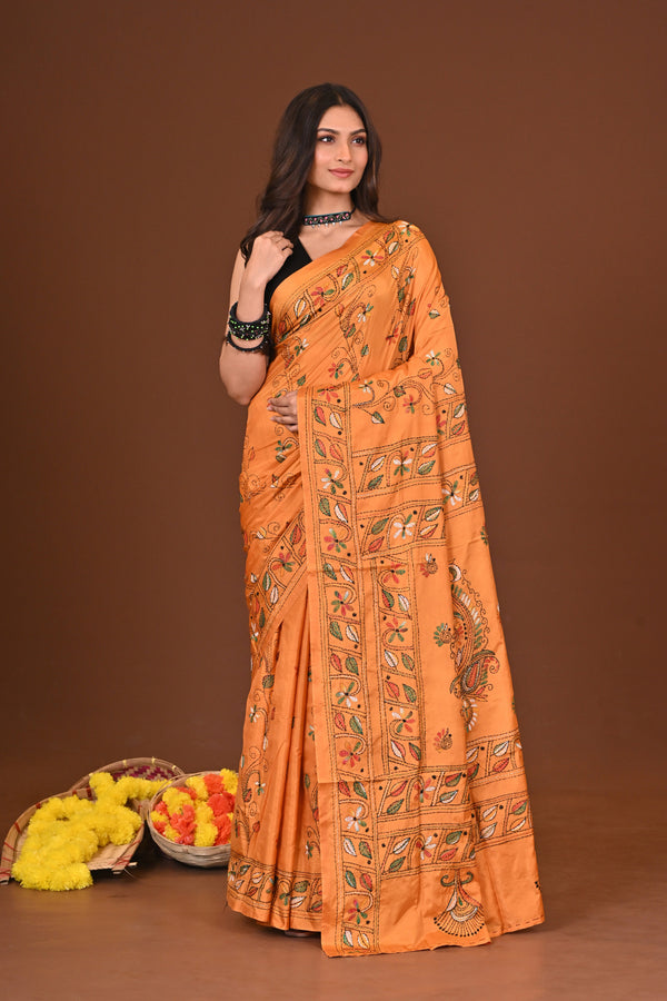 AMRAPALI BLENDED SILK KANTHA SAREE