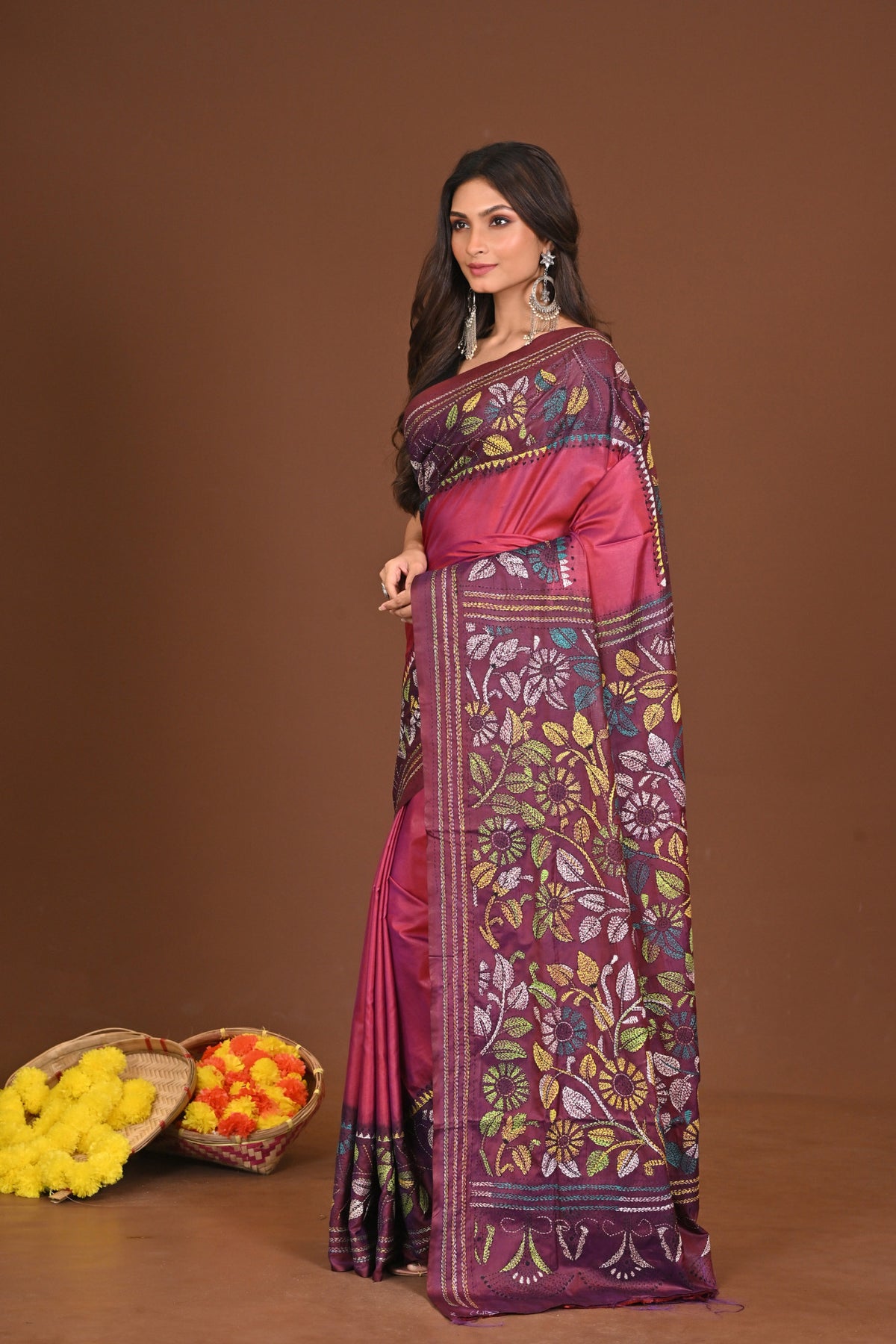 ANONDODHARA BLENDED SILK KANTHA SAREE