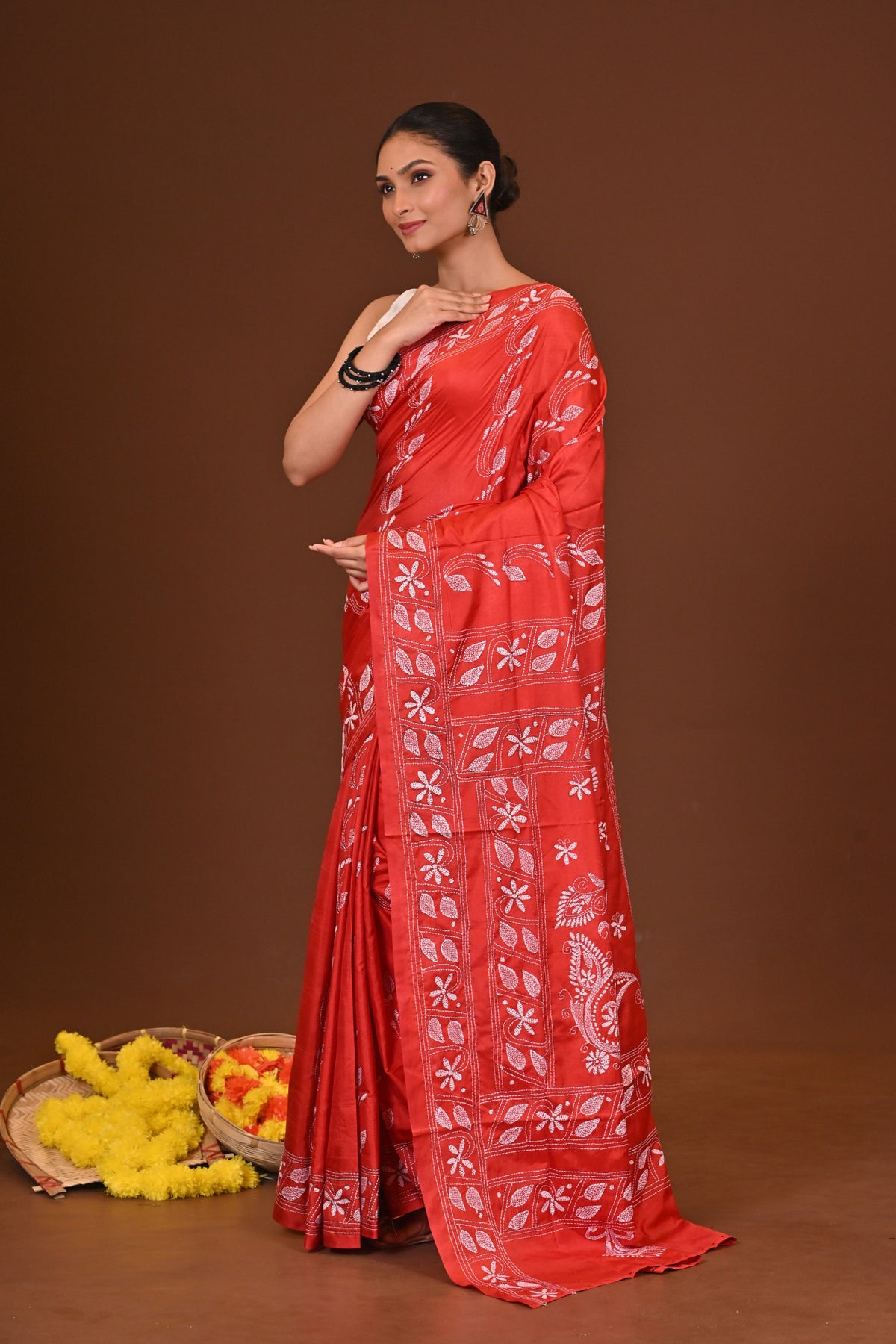 ANURAGINI BLENDED SILK KANTHA SAREE