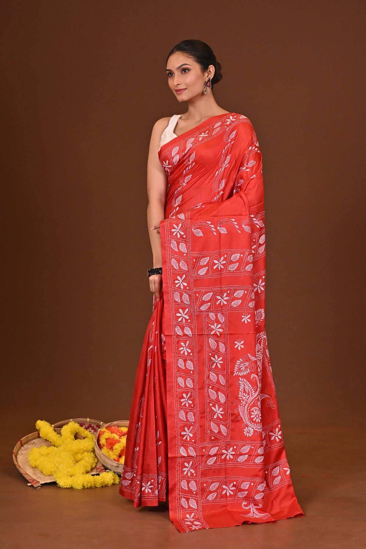 ANURAGINI BLENDED SILK KANTHA SAREE
