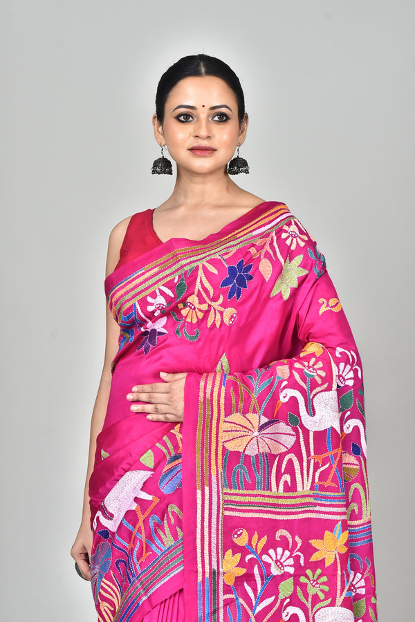 BANGALORE SILK  KANTHA SAREE