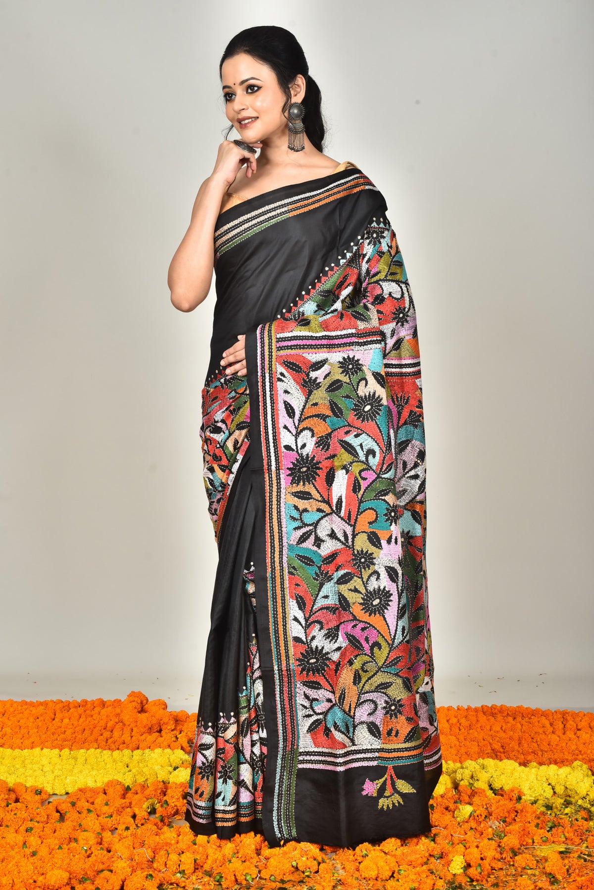 BANGALORE SILK  KANTHA SAREE
