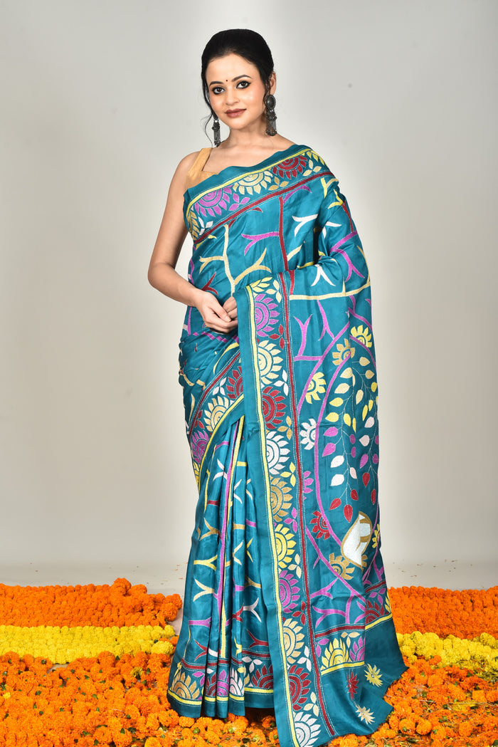 BANGALORE SILK  KANTHA SAREE