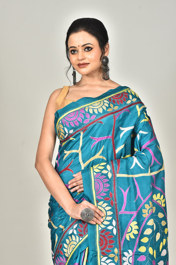 BANGALORE SILK  KANTHA SAREE