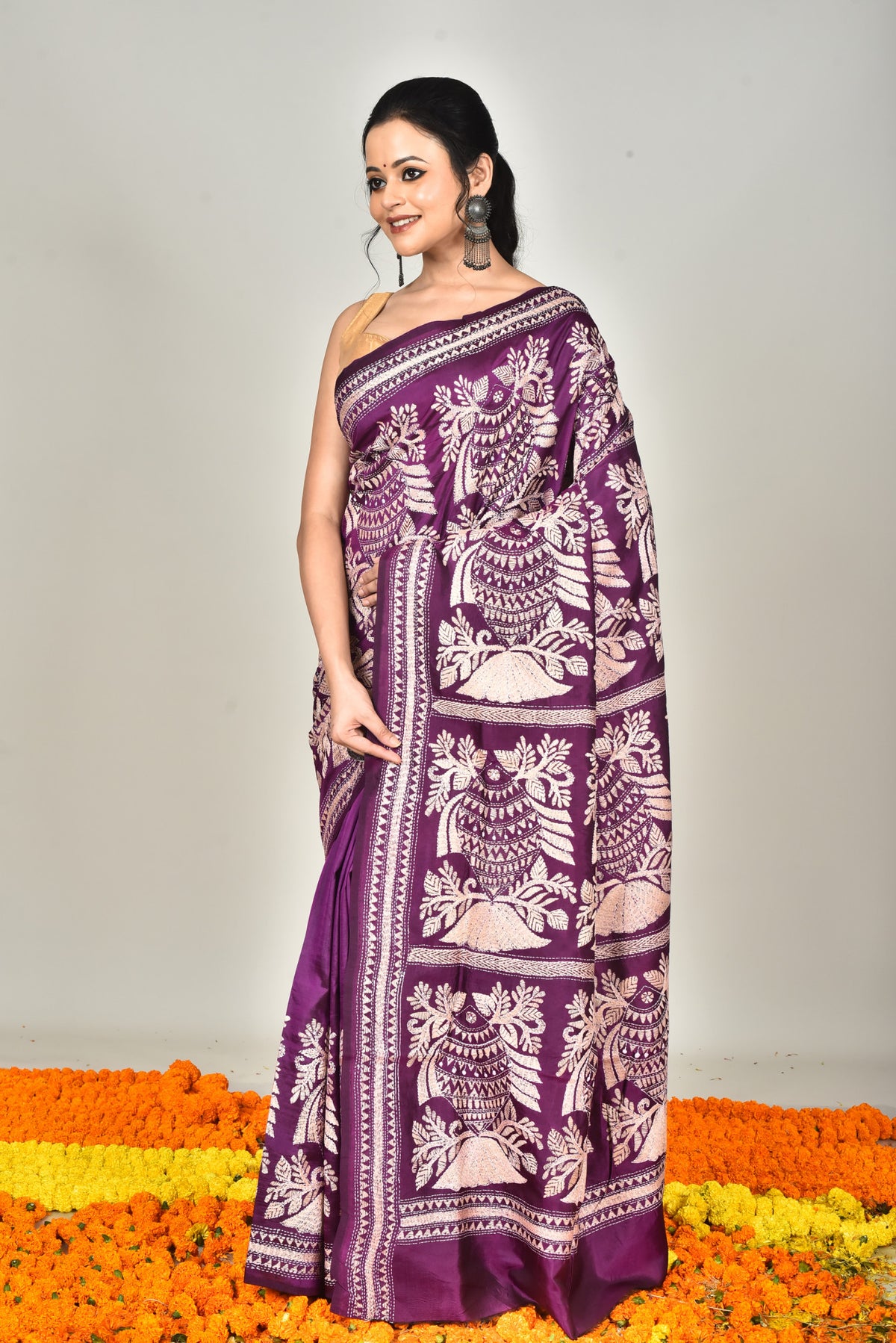 BANGALORE SILK  KANTHA SAREE