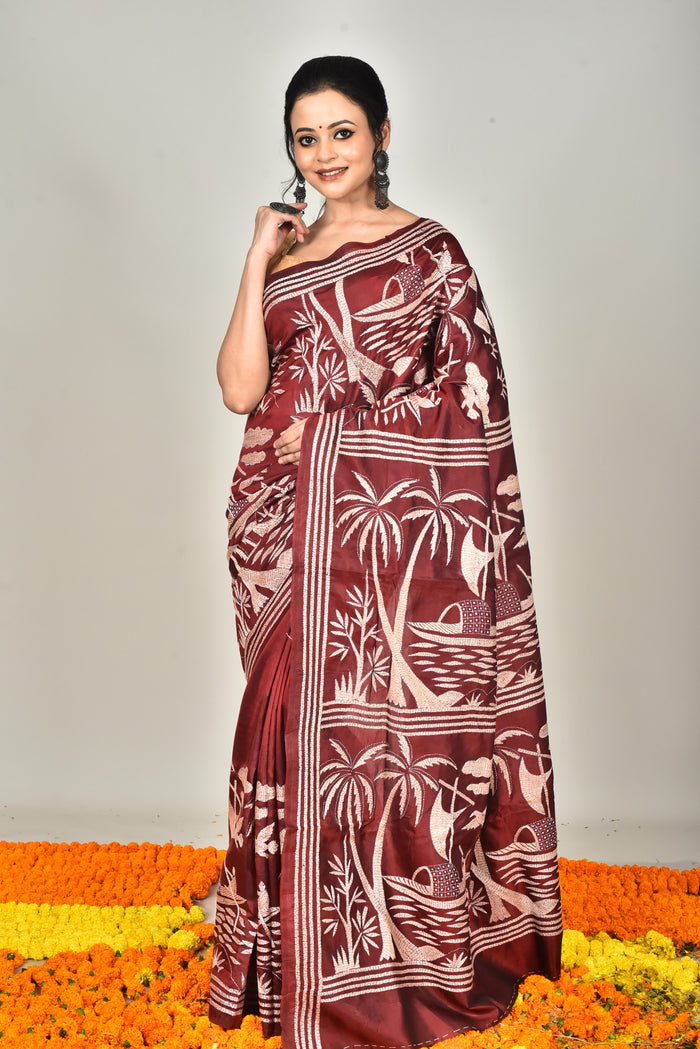 BANGALORE SILK  KANTHA SAREE