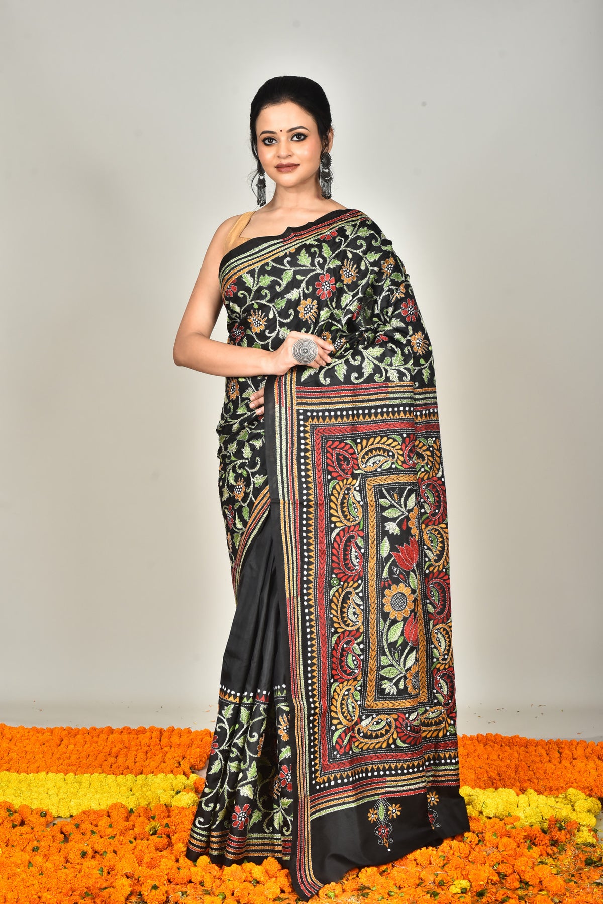 BANGALORE SILK  KANTHA SAREE