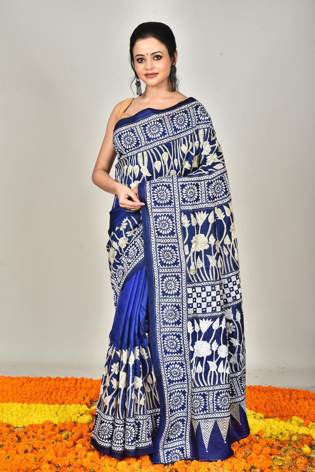 BANGALORE SILK  KANTHA SAREE