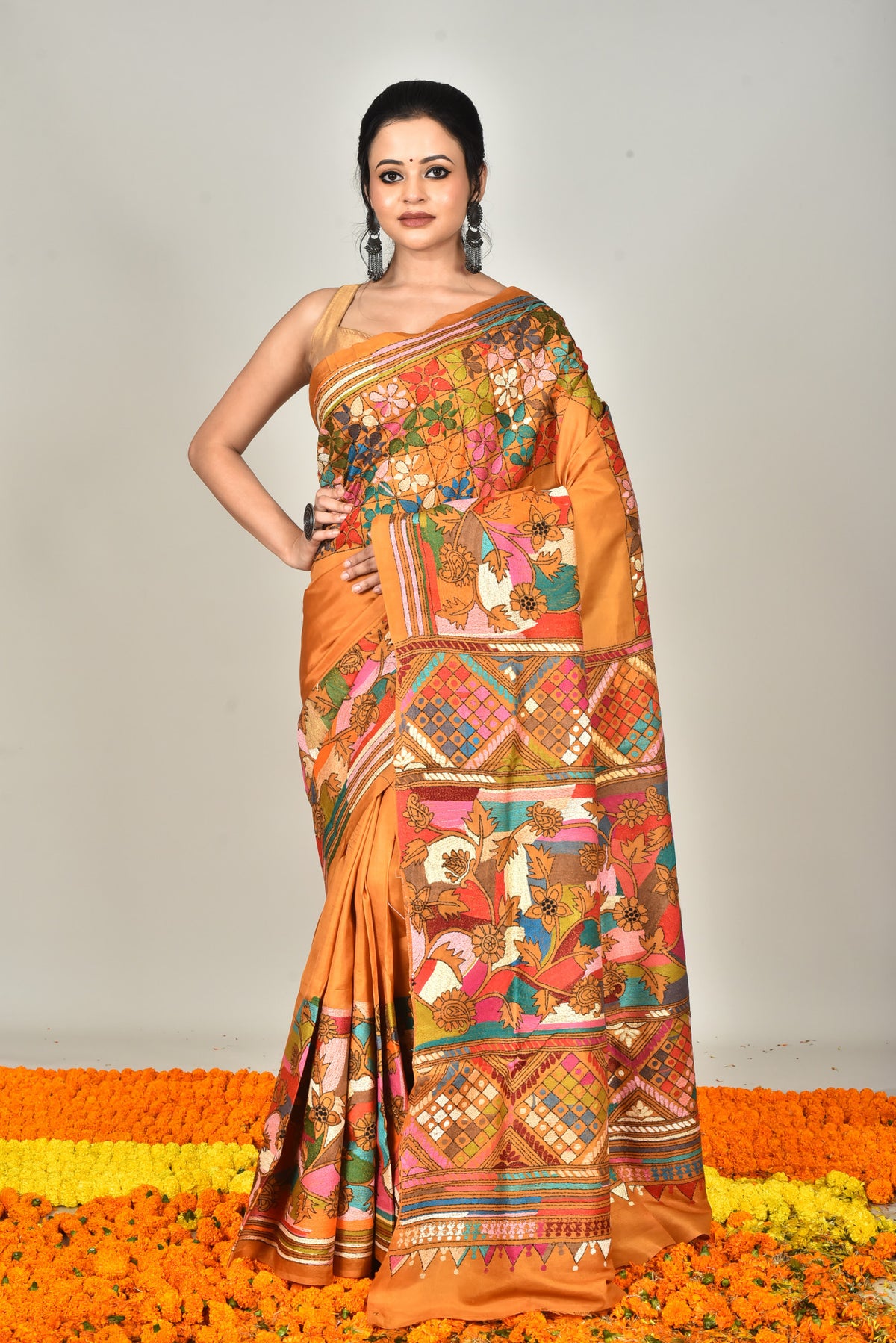 BANGALORE SILK  KANTHA SAREE