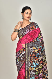 BANGALORE SILK BATIK KANTHA SAREE