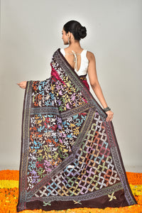 BANGALORE SILK BATIK KANTHA SAREE
