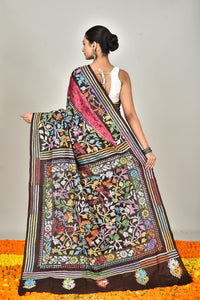 BANGALORE SILK BATIK KANTHA SAREE