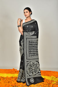 BANGALORE SILK BATIK KANTHA SAREE