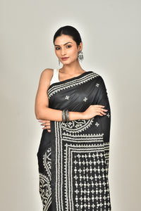 BANGALORE SILK BATIK KANTHA SAREE