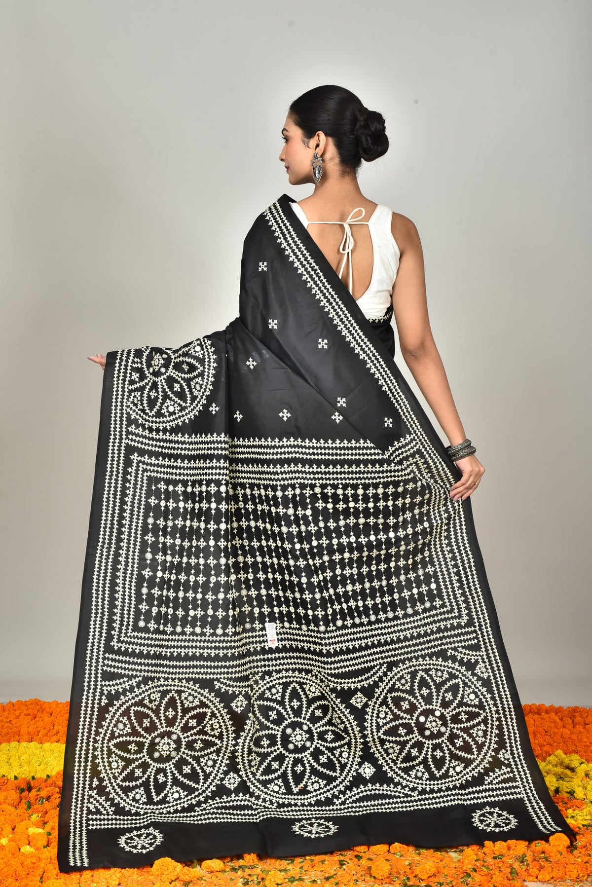 BANGALORE SILK BATIK KANTHA SAREE