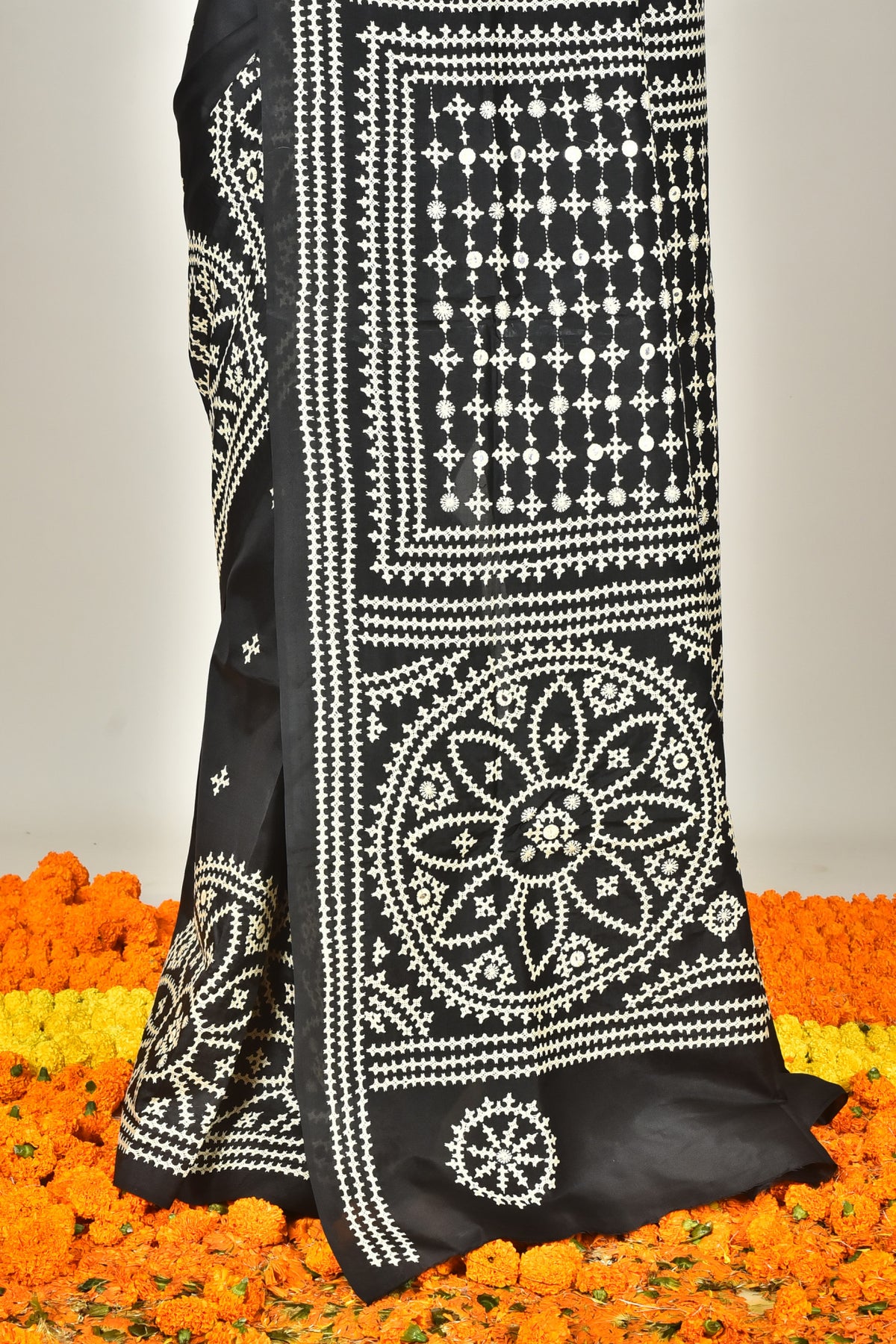BANGALORE SILK BATIK KANTHA SAREE