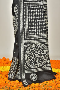BANGALORE SILK BATIK KANTHA SAREE