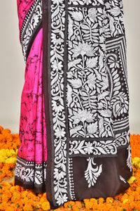 BANGALORE SILK BATIK KANTHA SAREE