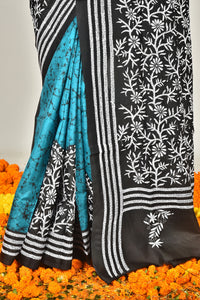 BANGALORE SILK BATIK KANTHA SAREE