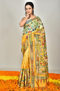 BANGALORE SILK BATIK KANTHA SAREE