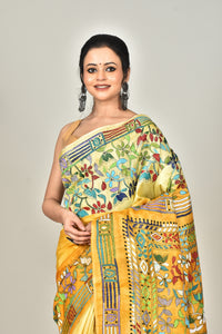 BANGALORE SILK BATIK KANTHA SAREE