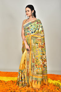 BANGALORE SILK BATIK KANTHA SAREE