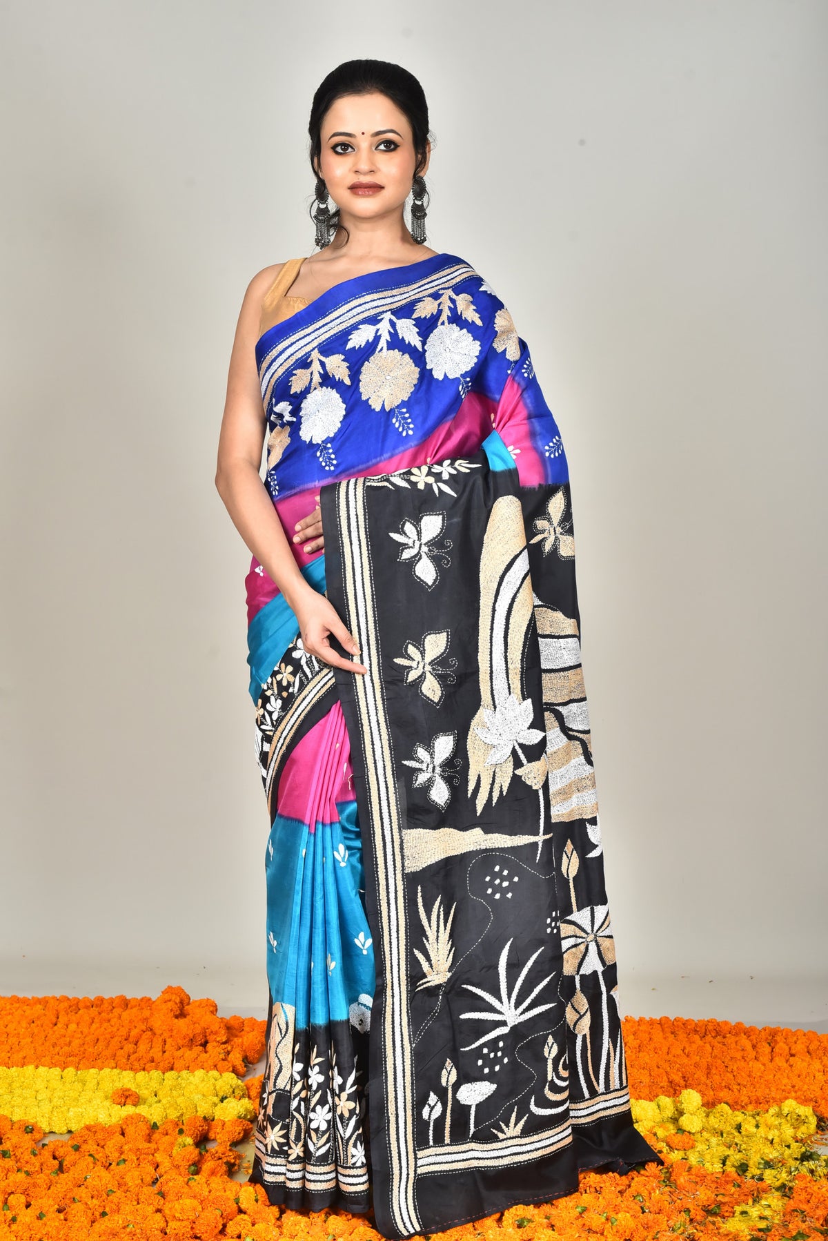 BANGALORE SILK DIY KANTHA SAREE