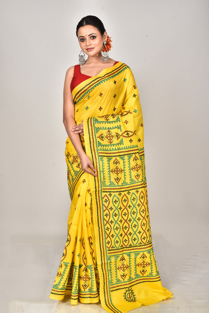 BANGALORE SILK GUJRATI STITCH SAREE