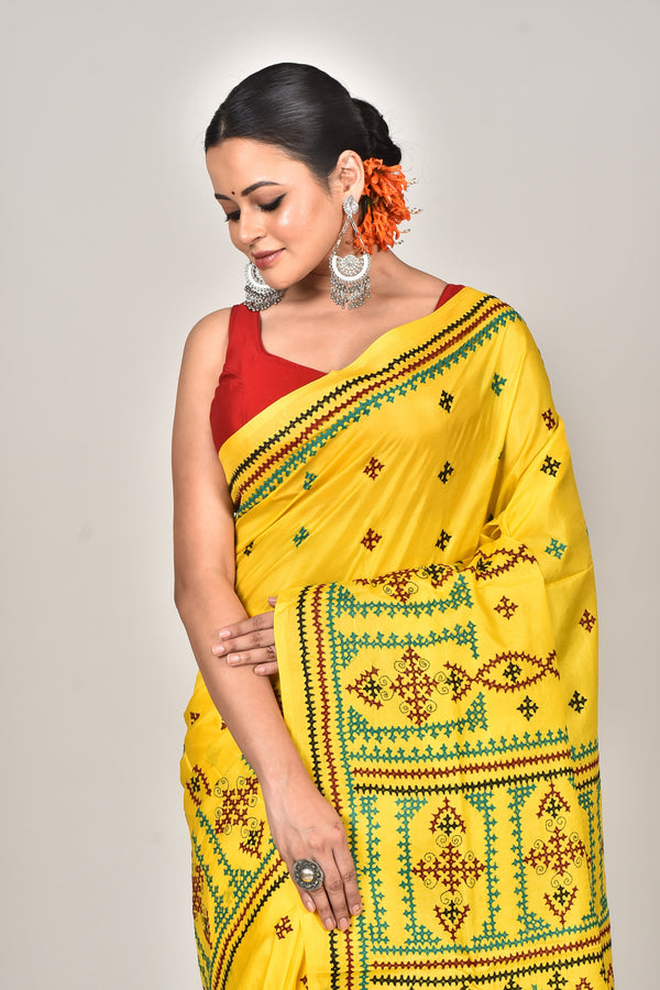BANGALORE SILK GUJRATI STITCH SAREE
