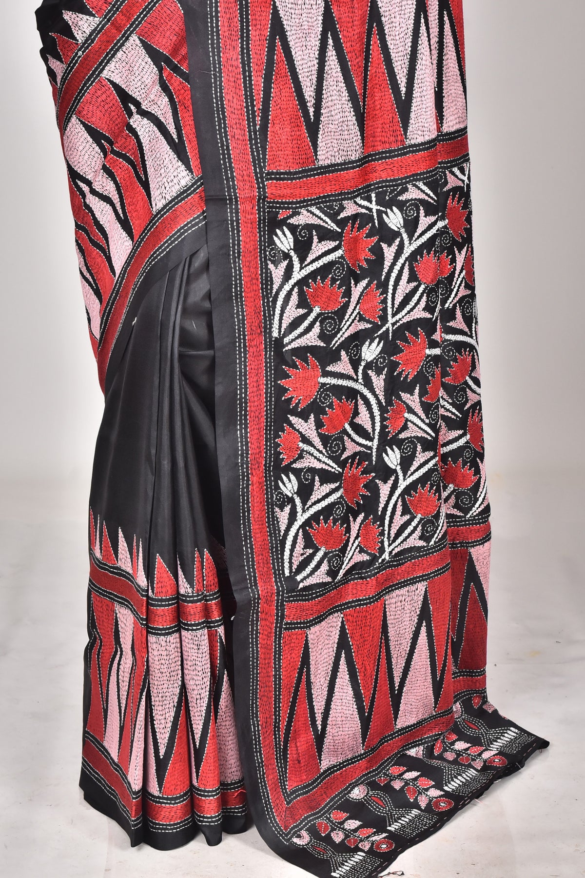 BANGALORE SILK KANTHA STITCH SAREE