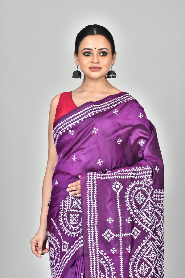 BANGALORE SILK GUJRATI STITCH SAREE
