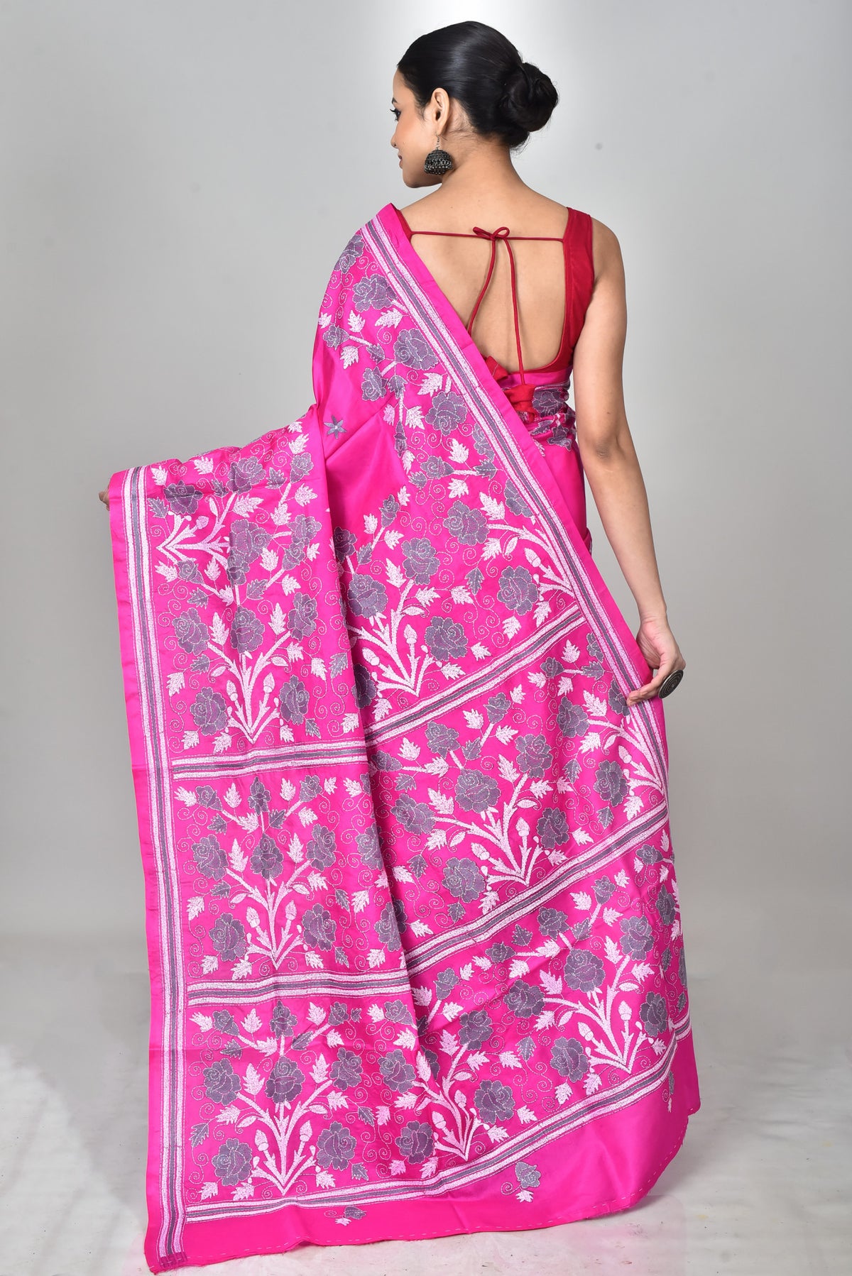 BANGALORE SILK KANTHA STITCH SAREE