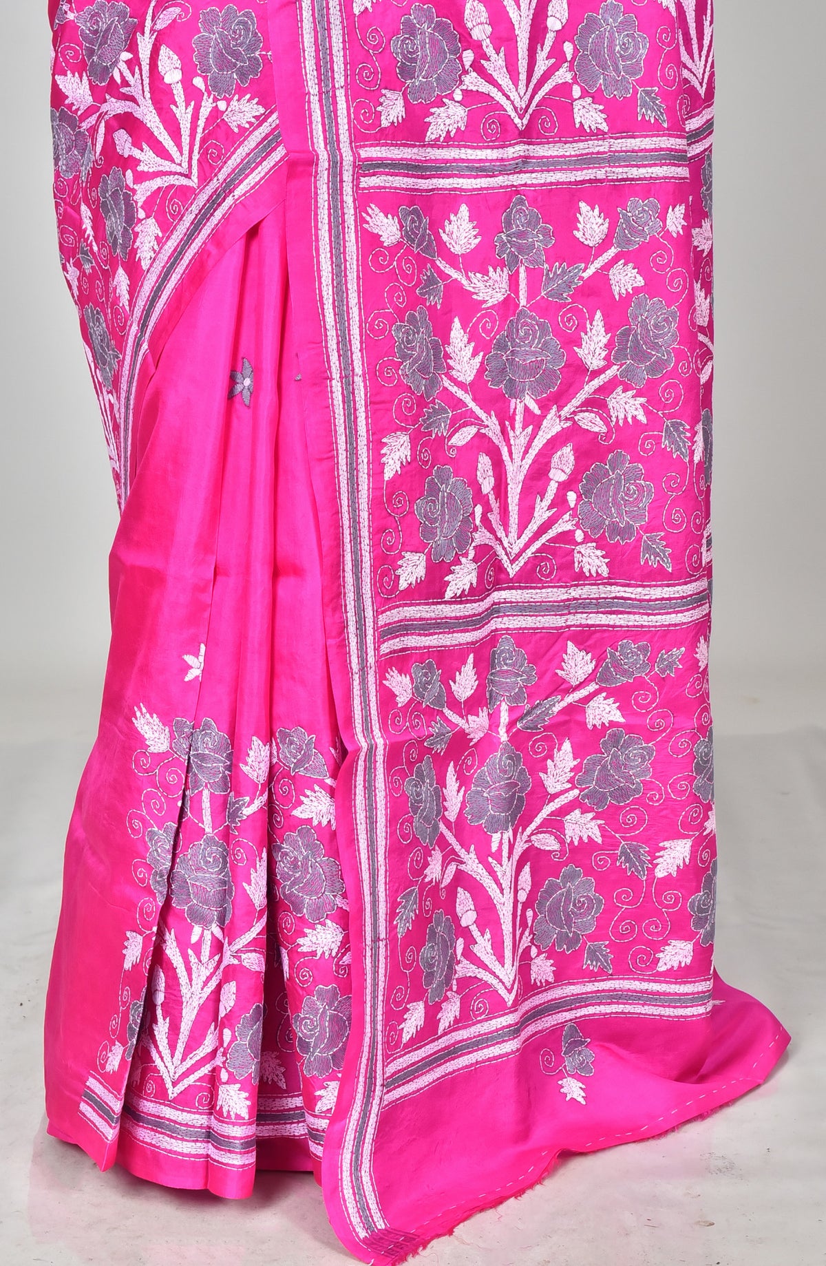 BANGALORE SILK KANTHA STITCH SAREE
