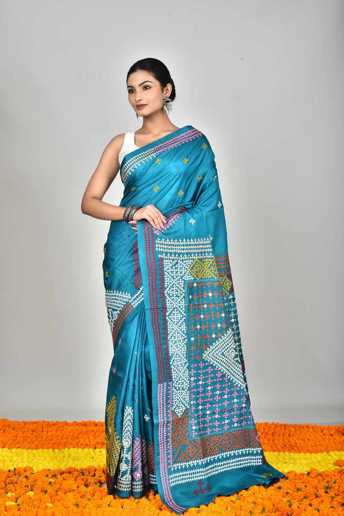 BANGALORE SILK GUJRATI STITCH SAREE