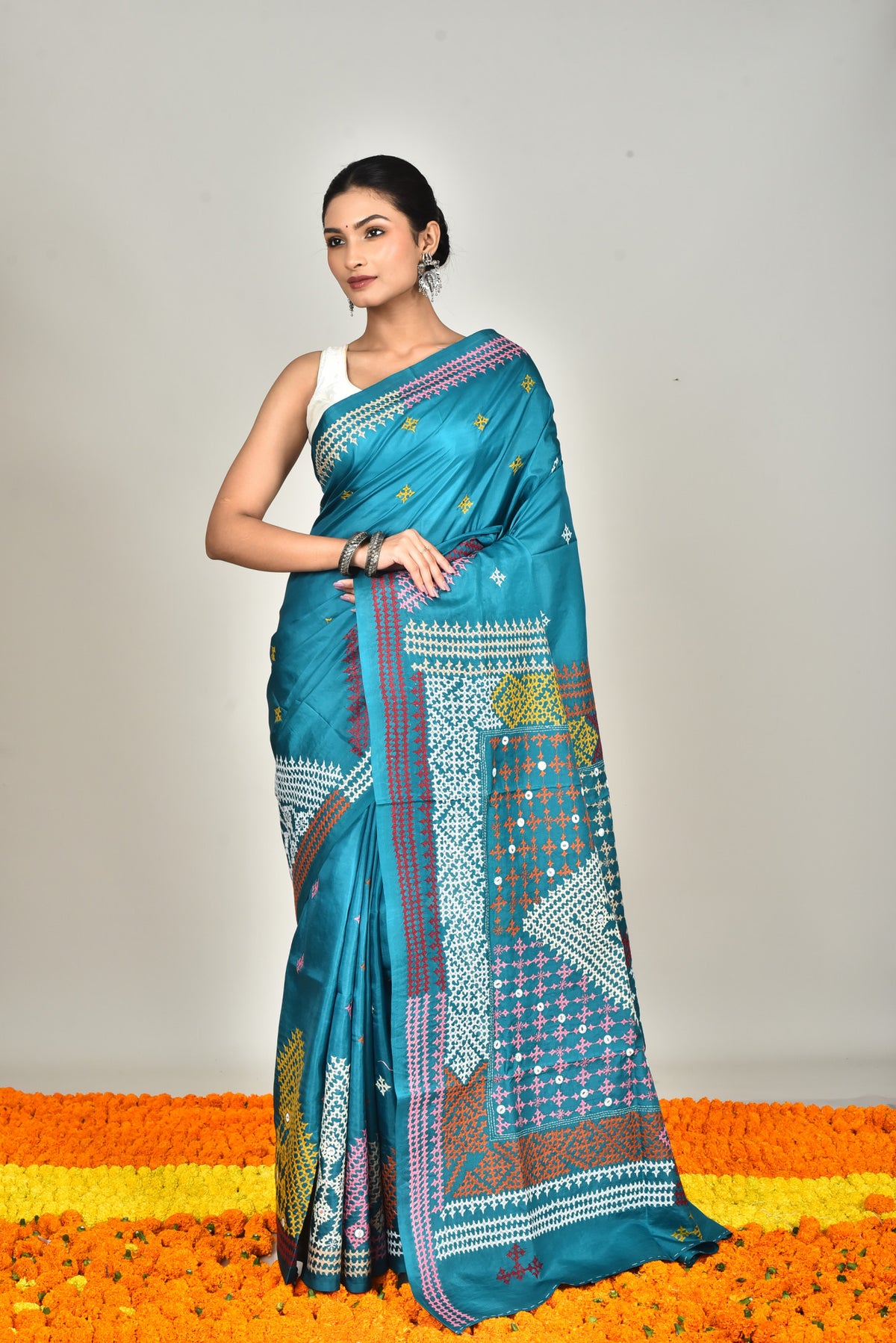 BANGALORE SILK GUJRATI STITCH SAREE