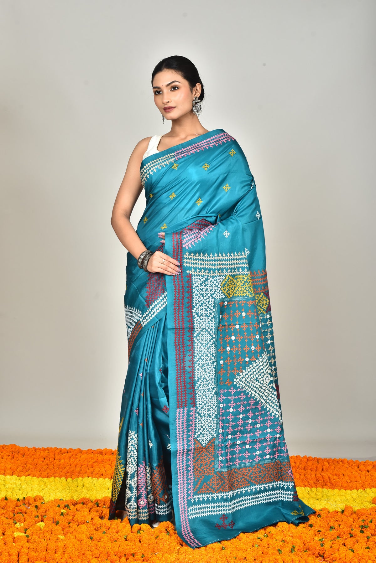 BANGALORE SILK GUJRATI STITCH SAREE