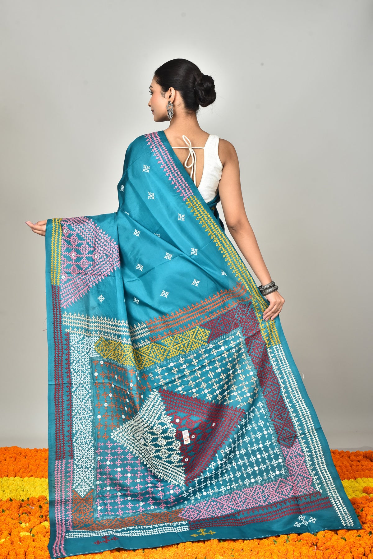 BANGALORE SILK GUJRATI STITCH SAREE