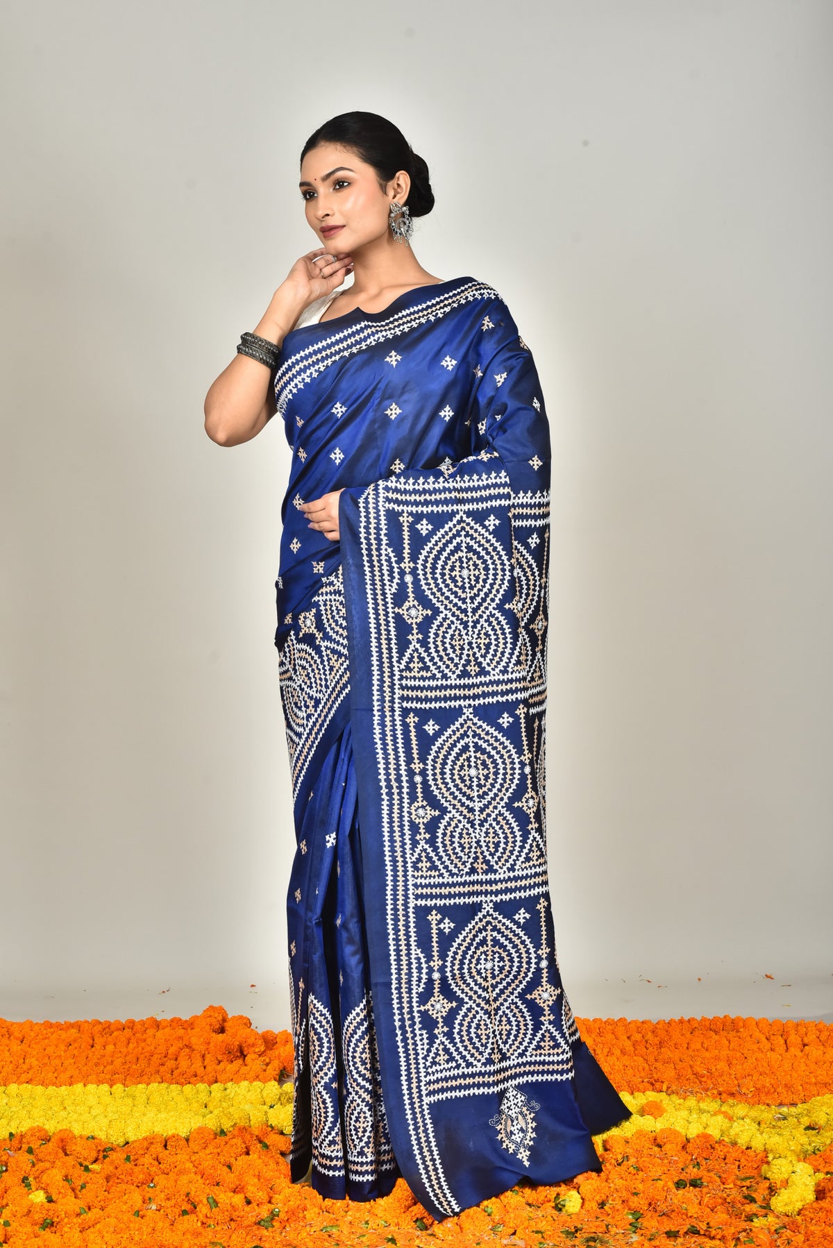 BANGALORE SILK GUJRATI STITCH SAREE