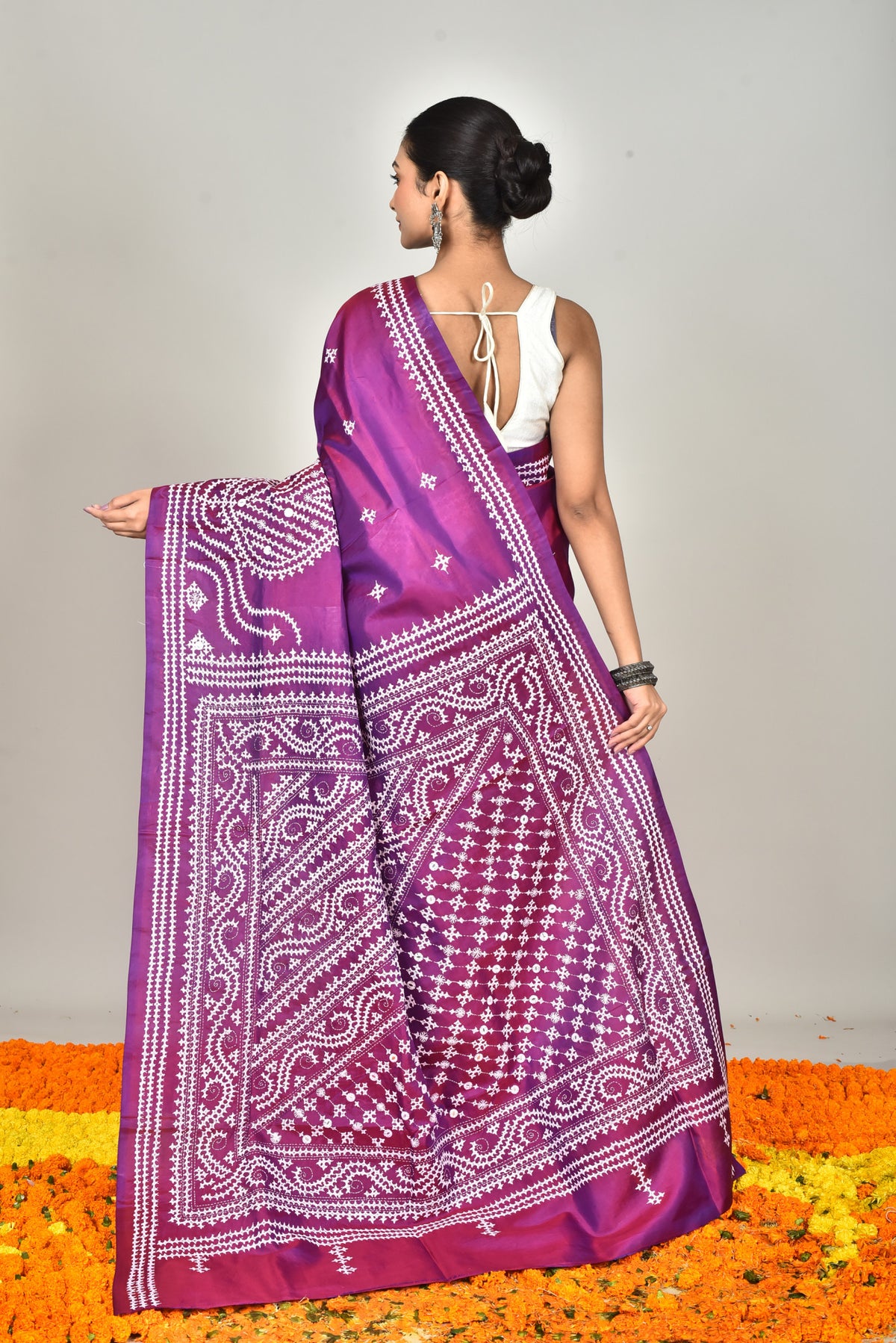 BANGALORE SILK GUJRATI STITCH SAREE