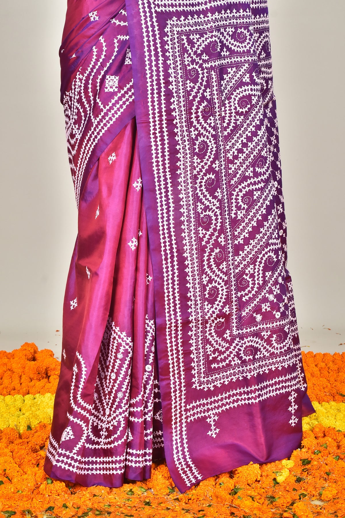 BANGALORE SILK GUJRATI STITCH SAREE