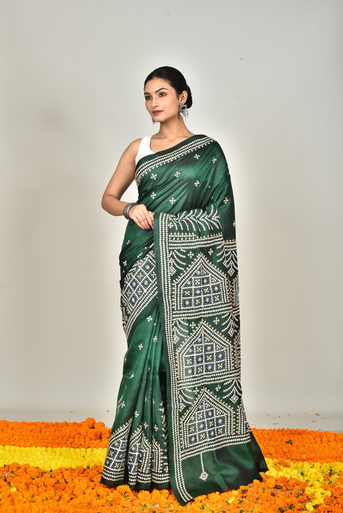 BANGALORE SILK GUJRATI STITCH SAREE