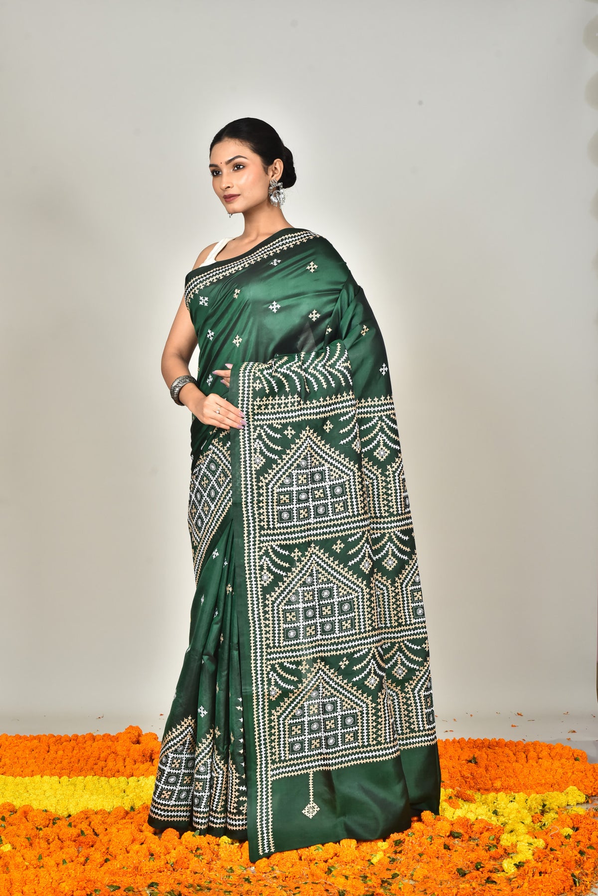 BANGALORE SILK GUJRATI STITCH SAREE