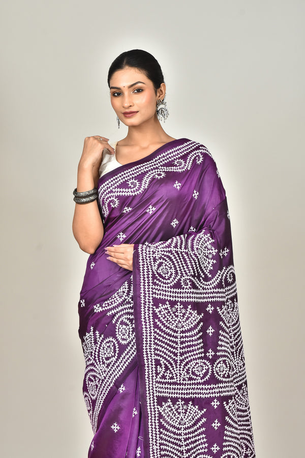 BANGALORE SILK GUJRATI STITCH SAREE