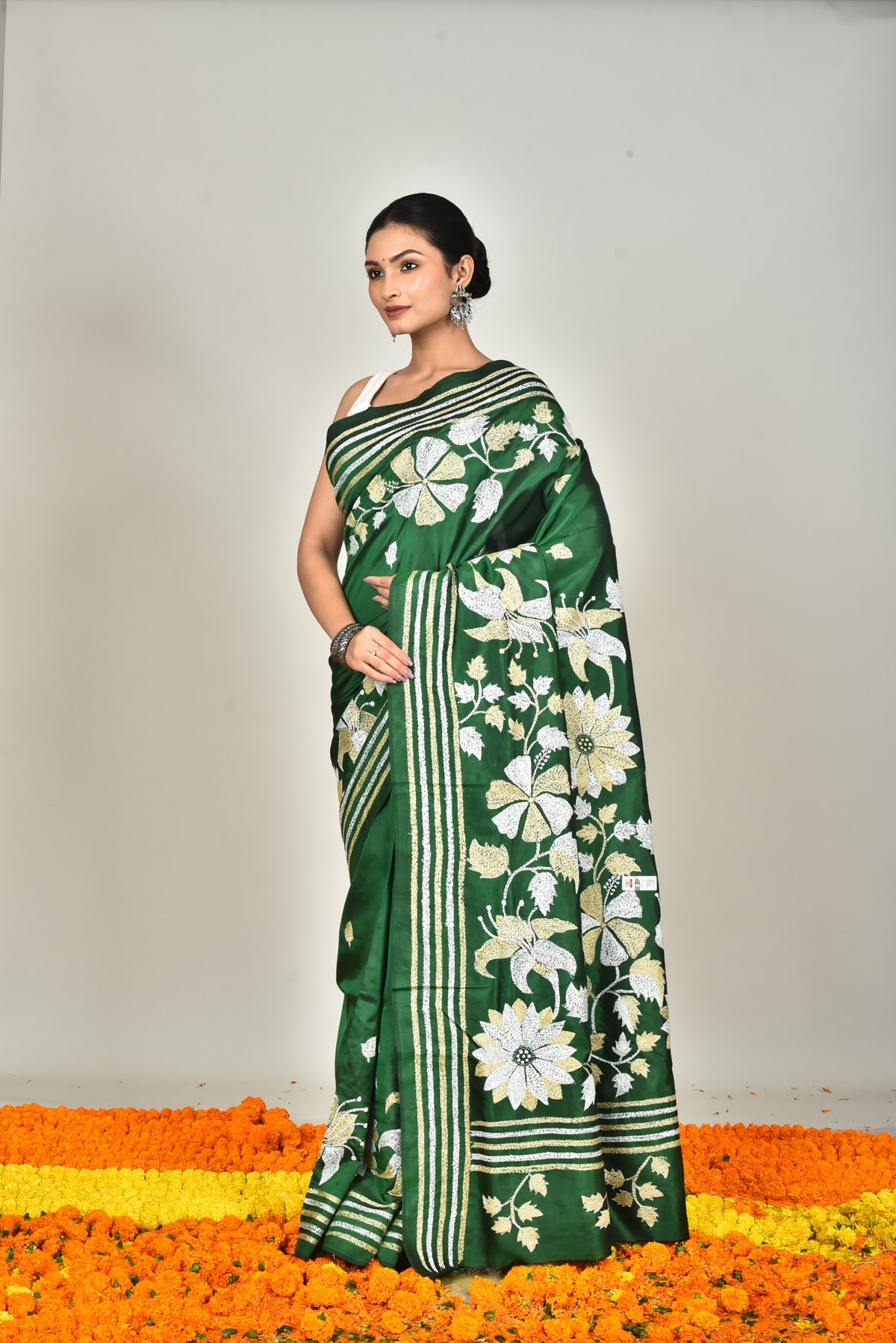 BANGALORE SILK KANTHA STITCH SAREE
