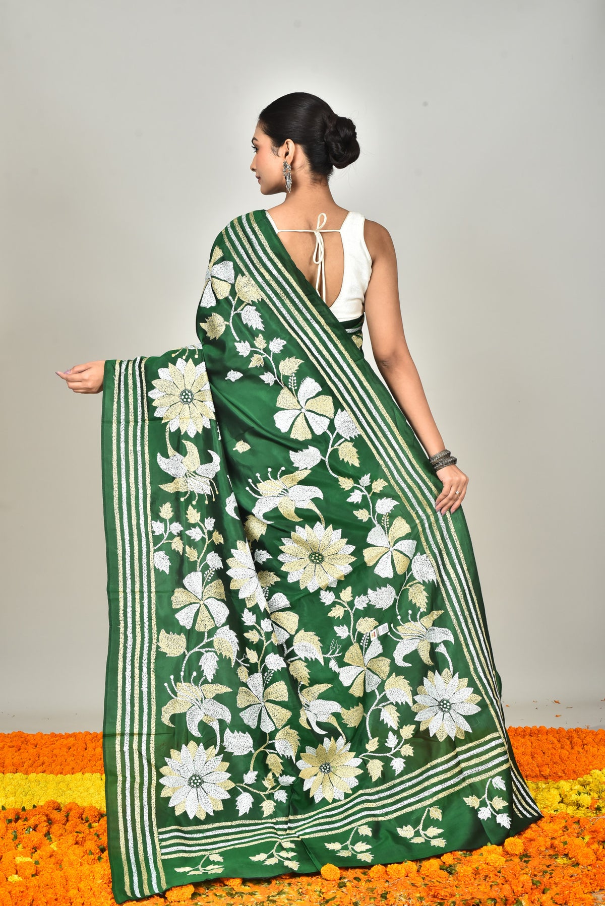 BANGALORE SILK KANTHA STITCH SAREE