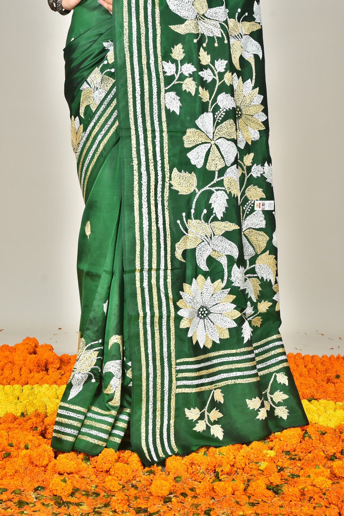 BANGALORE SILK KANTHA STITCH SAREE