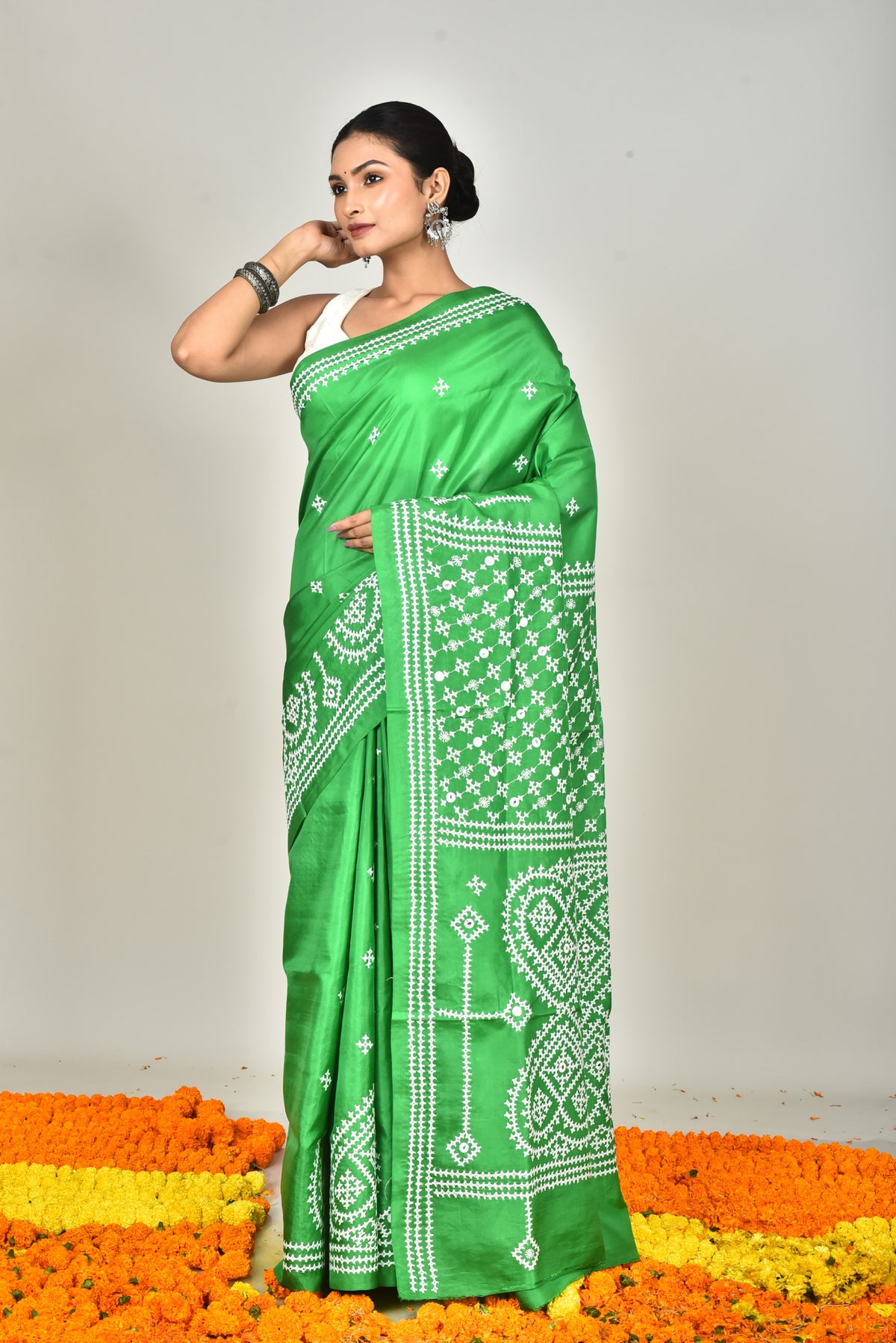 BANGALORE SILK GUJRATI STITCH SAREE