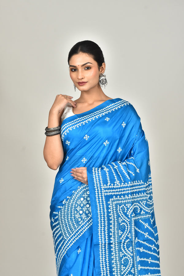 BANGALORE SILK GUJRATI STITCH SAREE