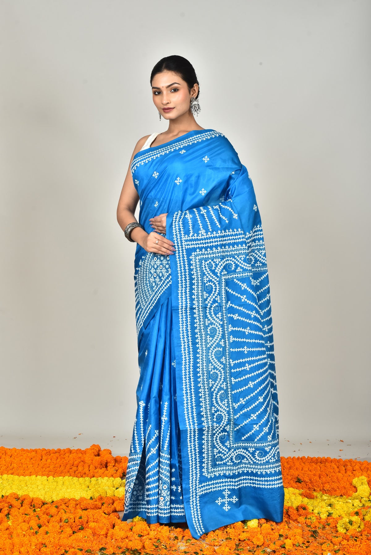 BANGALORE SILK GUJRATI STITCH SAREE
